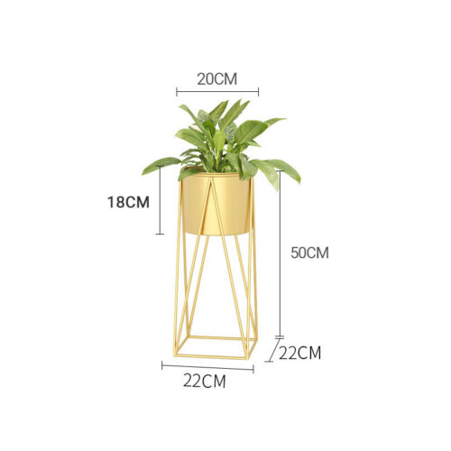 4x 50cm Gold Metal Plant Stand with Gold Flower Pot Holder Corner Shelf Rack Display - Image 2
