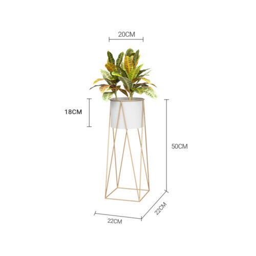 4x 50cm Gold Metal Plant Stand with White Flower Pot Holder Corner Shelf Rack Display - Image 2