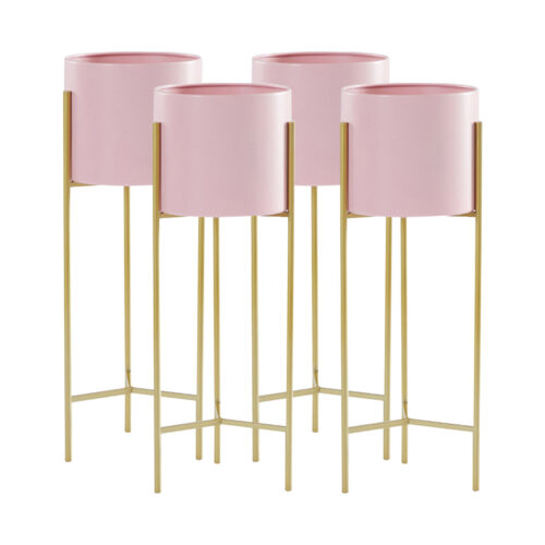 4x 2 Layer 60cm Gold Metal Plant Stand Pink Flower Pot Holder Corner Shelf Rack Display