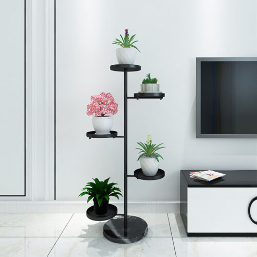 2x 3 Tier Black Round Plant Stand Flowerpot Tray Display Metal Decorative Shelf - Image 7