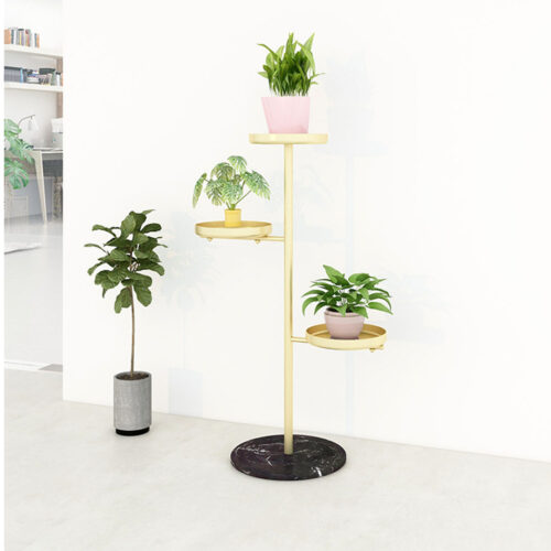2x 3 Tier Gold Round Plant Stand Flowerpot Tray Display Metal Decorative Shelf - Image 2