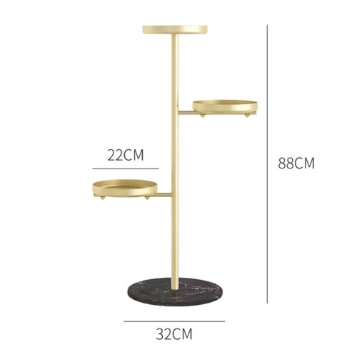 2x 3 Tier Gold Round Plant Stand Flowerpot Tray Display Metal Decorative Shelf - Image 5