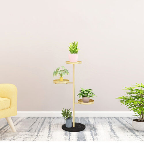 2x 3 Tier Gold Round Plant Stand Flowerpot Tray Display Metal Decorative Shelf - Image 6