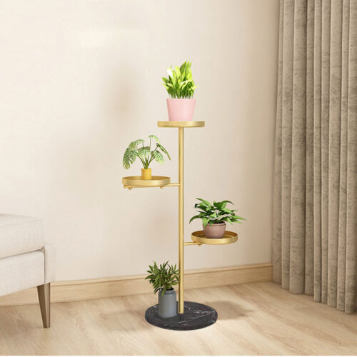 2x 3 Tier Gold Round Plant Stand Flowerpot Tray Display Metal Decorative Shelf - Image 7