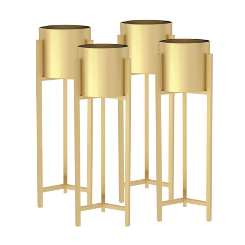 4x 75cm Gold Metal Plant Stand with Flower Pot Holder Corner Shelf Rack Display