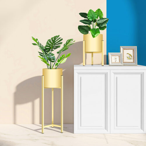 4x 75cm Gold Metal Plant Stand with Flower Pot Holder Corner Shelf Rack Display - Image 3