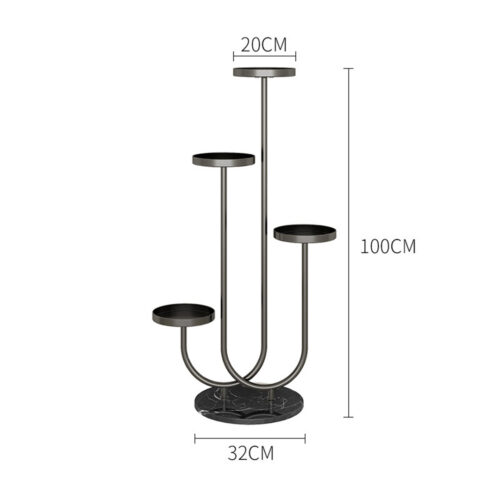 2x U Shaped Plant Stand Round Flower Pot Tray Display Black Metal Decorative Shelf - Image 6