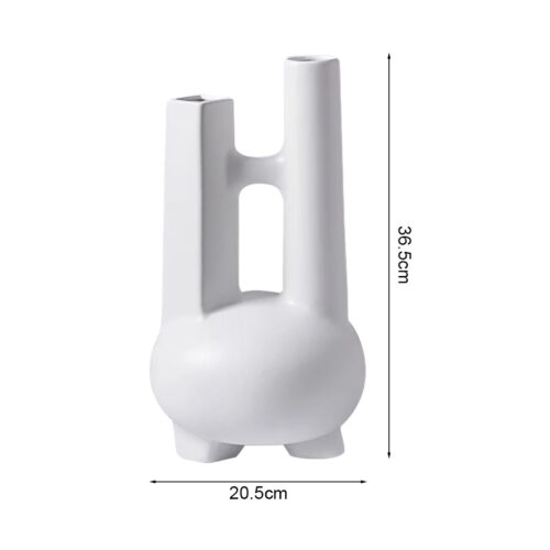 2x Ornament Modern Geometric Vase Minimalist Double Tube Abstract Sculpture - Image 6