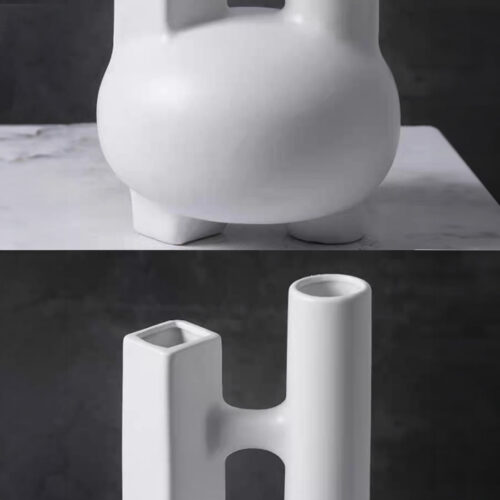 2x Ornament Modern Geometric Vase Minimalist Double Tube Abstract Sculpture - Image 7