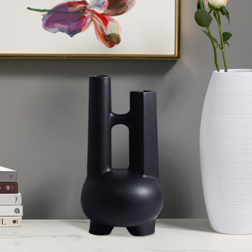 2x Ornament Modern Geometric Vase Minimalist Double Tube Abstract Sculpture - Image 3