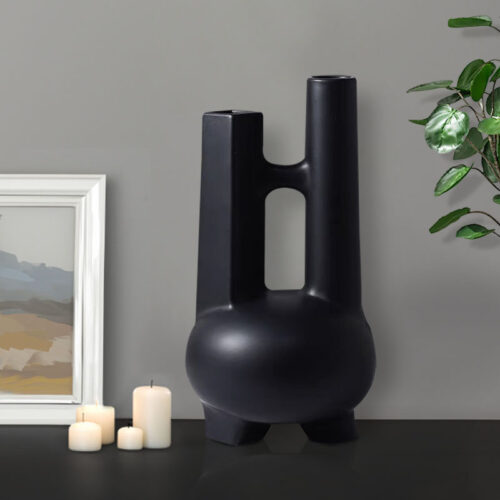 2x Ornament Modern Geometric Vase Minimalist Double Tube Abstract Sculpture - Image 5