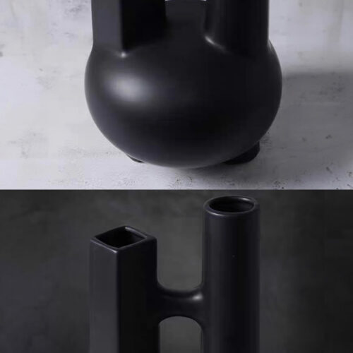 2x Ornament Modern Geometric Vase Minimalist Double Tube Abstract Sculpture - Image 7