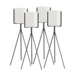4x 70cm Tripod Flower Pot Plant Stand with White Flowerpot Holder Rack Indoor Display