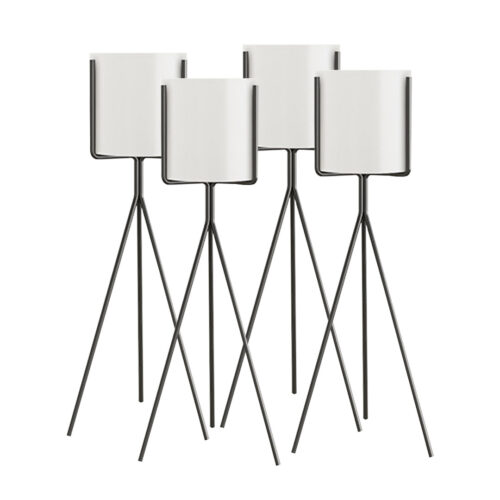 4x 70cm Tripod Flower Pot Plant Stand with White Flowerpot Holder Rack Indoor Display