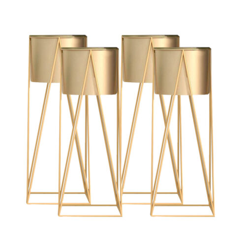 4x 70cm Gold Metal Plant Stand with Gold Flower Pot Holder Corner Shelf Rack Display
