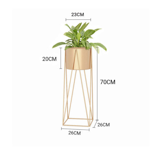 4x 70cm Gold Metal Plant Stand with Gold Flower Pot Holder Corner Shelf Rack Display - Image 2