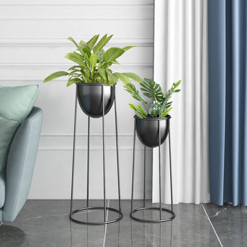 4x 70cm Round Wire Metal Flower Pot Stand with Black Flowerpot Holder Rack Display - Image 3