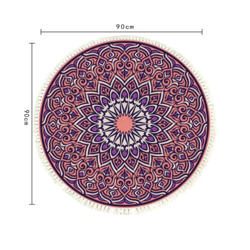 90cm Purple Mandala Round Carpet for Living Room Bedroom Anti-slip Doormat Decor