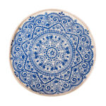 Blue Carpet Soft Linen Bohemian Non-Slip Floor Retro Minimalist Round Rug Decor with Tassels