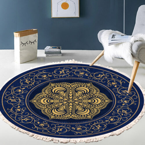 90cm Area Rug Turquoise Grey Abstract Art Painting Teal Anti-slip Doormat Decor - Image 3