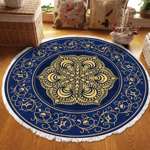 90cm Area Rug Turquoise Grey Abstract Art Painting Teal Anti-slip Doormat Decor - Image 4