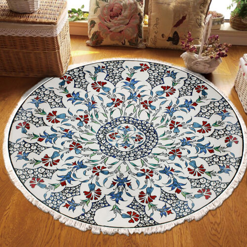120cm Mandala Area Rug for Living Room Lounge Bedroom Anti-slip Doormat Decor - Image 2