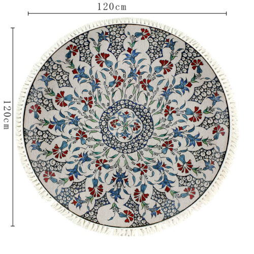 120cm Mandala Area Rug for Living Room Lounge Bedroom Anti-slip Doormat Decor - Image 4