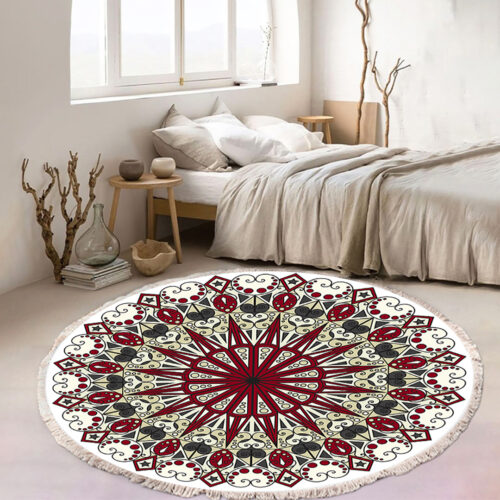 120cm Mandala Modern Ethnic Tassel Print Anti-slip Doormat Decor - Image 2