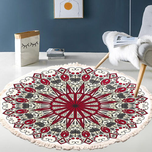 120cm Mandala Modern Ethnic Tassel Print Anti-slip Doormat Decor - Image 3
