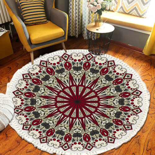 120cm Mandala Modern Ethnic Tassel Print Anti-slip Doormat Decor - Image 4
