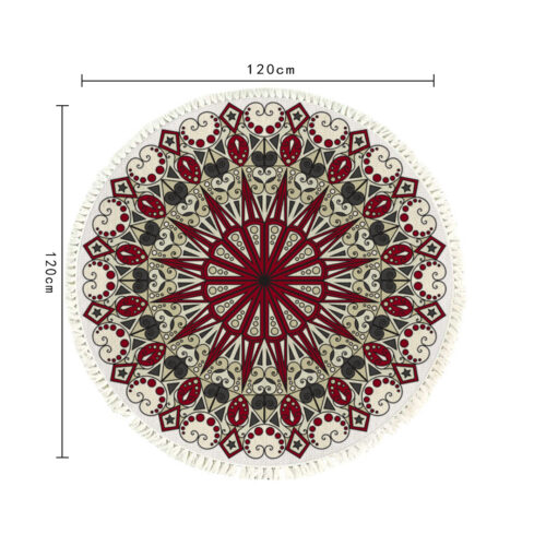 120cm Mandala Modern Ethnic Tassel Print Anti-slip Doormat Decor - Image 5