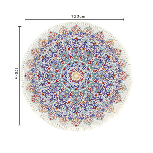 120cm Mandala Area Rug for Living Room Lounge Bedroom Anti-slip Doormat Decor - Image 2