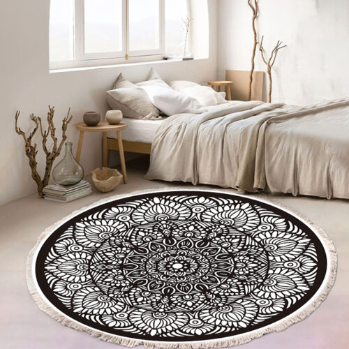 120cm Mandala Modern Ethnic Tassel Print Anti-slip Doormat Decor - Image 2