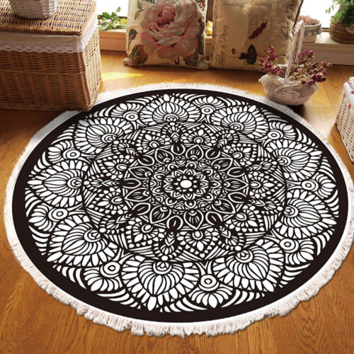 120cm Mandala Modern Ethnic Tassel Print Anti-slip Doormat Decor - Image 3