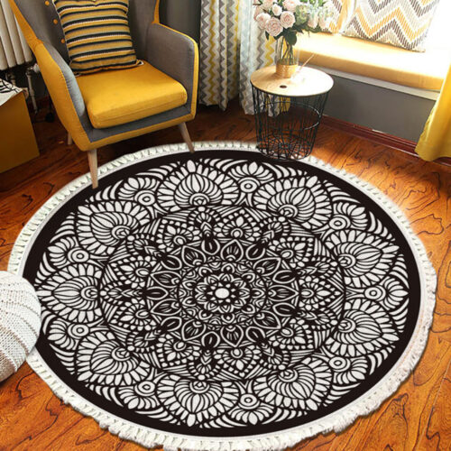 120cm Mandala Modern Ethnic Tassel Print Anti-slip Doormat Decor - Image 4