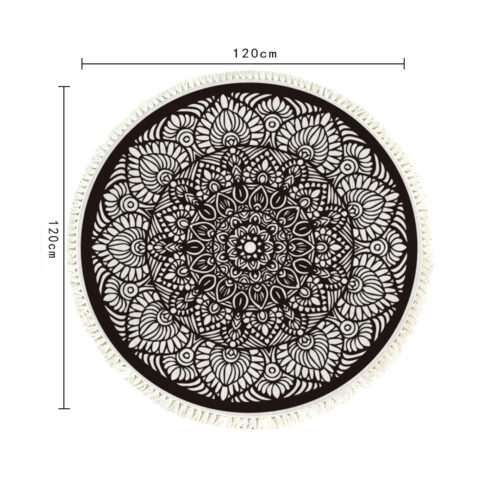 120cm Mandala Modern Ethnic Tassel Print Anti-slip Doormat Decor - Image 5