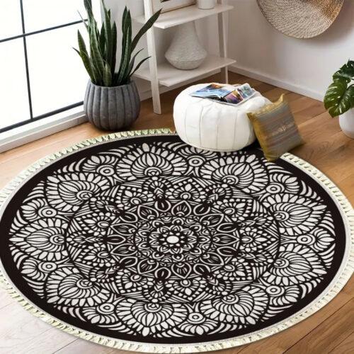 120cm Mandala Modern Ethnic Tassel Print Anti-slip Doormat Decor - Image 6