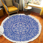120cm Mandala Round Tapestry Indian Area Rug for Living Room Lounge Anti-slip Doormat Decor