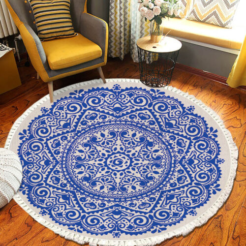 120cm Mandala Round Tapestry Indian Area Rug for Living Room Lounge Anti-slip Doormat Decor
