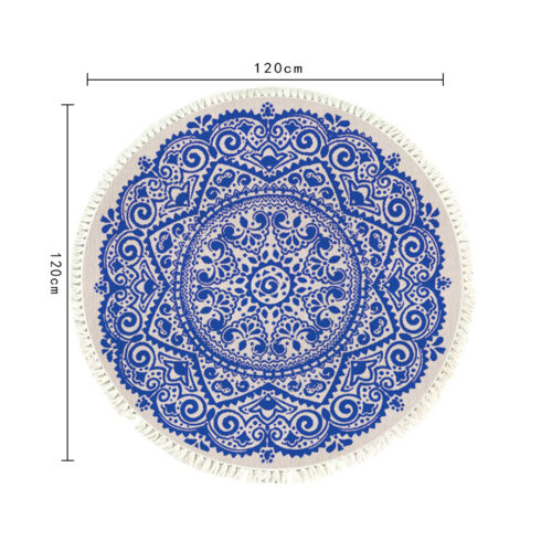 120cm Mandala Round Tapestry Indian Area Rug for Living Room Lounge Anti-slip Doormat Decor - Image 2