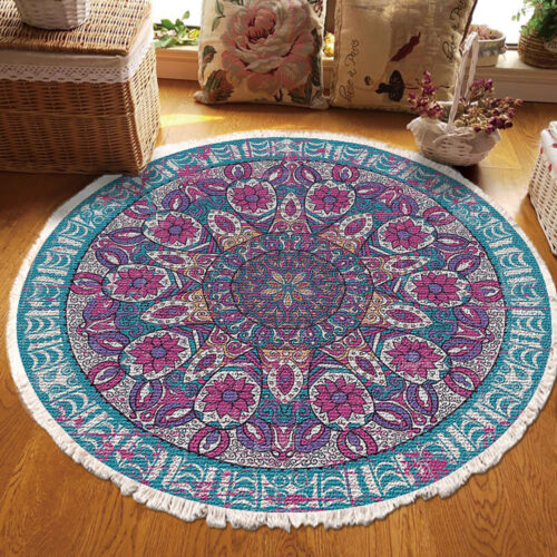 120cm Mandala Area Rug for Living Room Lounge Bedroom Anti-slip Doormat Decor - Image 2