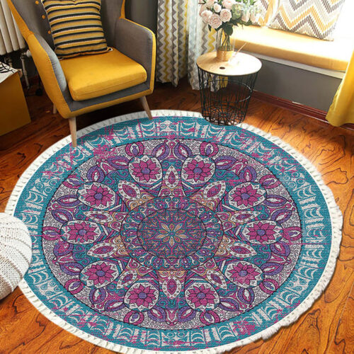 120cm Mandala Area Rug for Living Room Lounge Bedroom Anti-slip Doormat Decor - Image 3