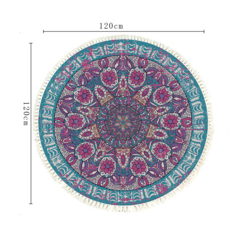 120cm Mandala Area Rug for Living Room Lounge Bedroom Anti-slip Doormat Decor - Image 4