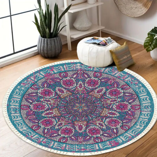 120cm Mandala Area Rug for Living Room Lounge Bedroom Anti-slip Doormat Decor - Image 5