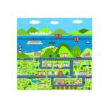 120cm Kids Rug Street Map Play Mat Educational Baby Theme Park Area Rugs