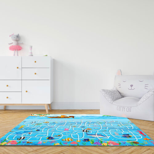 120cm Kids Rug Street Map Play Mat Educational Baby Theme Park Area Rugs - Image 4