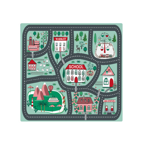 120cm Kids Rug Street Map Play Mat Educational Baby Theme Park Area Rugs