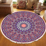 2x 90cm Purple Mandala Round Carpet for Living Room Bedroom Anti-slip Doormat Decor