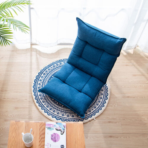 2x Blue Carpet Soft Linen Bohemian Non-Slip Floor Retro Minimalist Round Rug Decor with Tassels