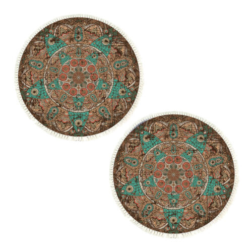 2x 90cm Mandala Round Area Thick Anti-slip Doormat Decor